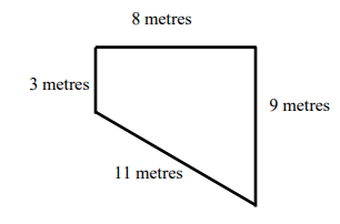 a quadrilateral whose sides are 8m, 9m, 11m and 3m